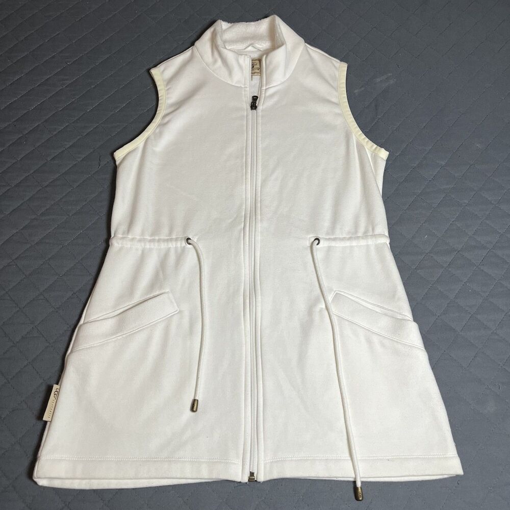 UGG Women's Size Small Fleece Lined White Vest with Elastic‎ Waist and Pockets